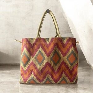 The Royal Standard Burlap travel tote Bag BOHO southwest Print 🔥 snap